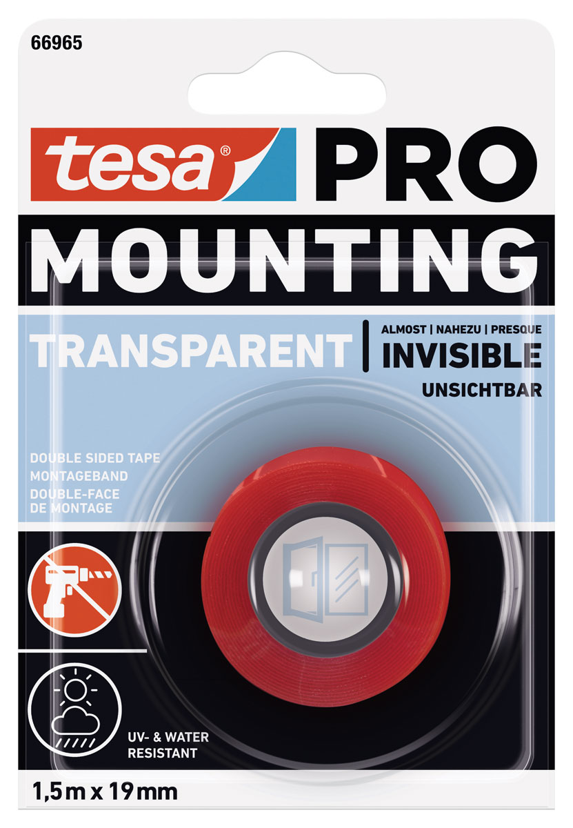 tesa® PRO Mounting transparent 1,50 m 19 mm