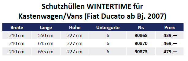 Hindermann Schutzhülle WINTERTIME Fiat Ducato 550 cm