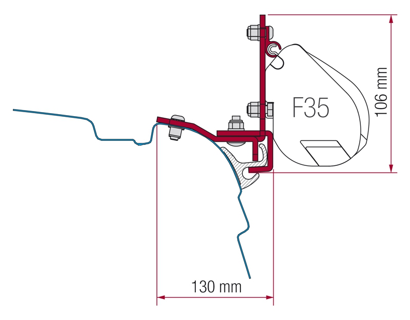Fiamma Adapter F35 VW T5 Multirail Reimo