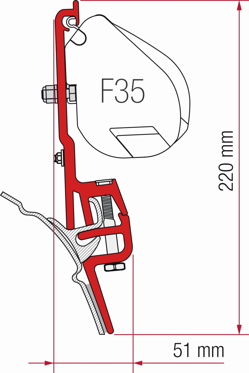 Fiamma Adapter F35 VW T4 Brandrup