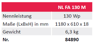 NL Solarmodul FLAT AIR 130 Wp