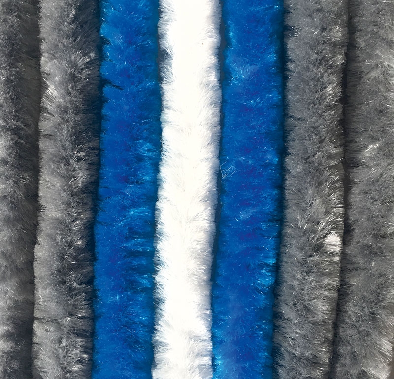 Chenille Flauschvorhang grau-blau-weiß