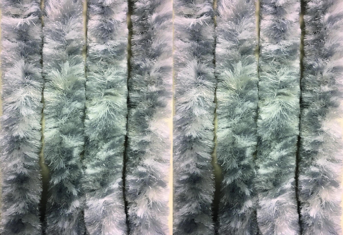 Chenille Flauschvorhang grau-weiß-silber