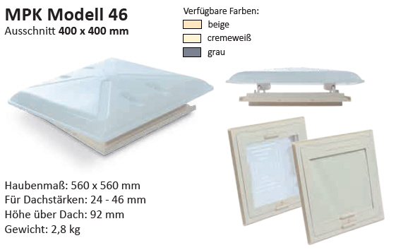 MPK Dachhaube Modell 46 beige Ersatzglas