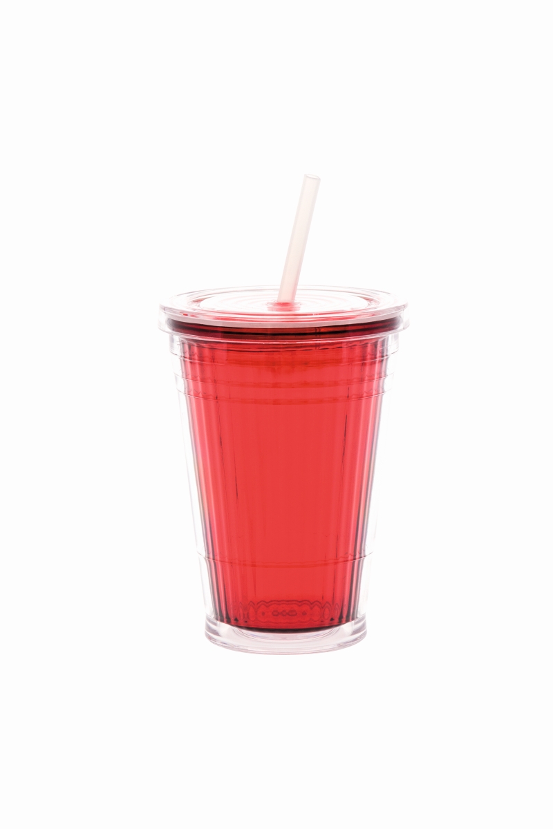 Gimex Becher mit Strohhalm rot Gimex Becher mit Strohhalm rot