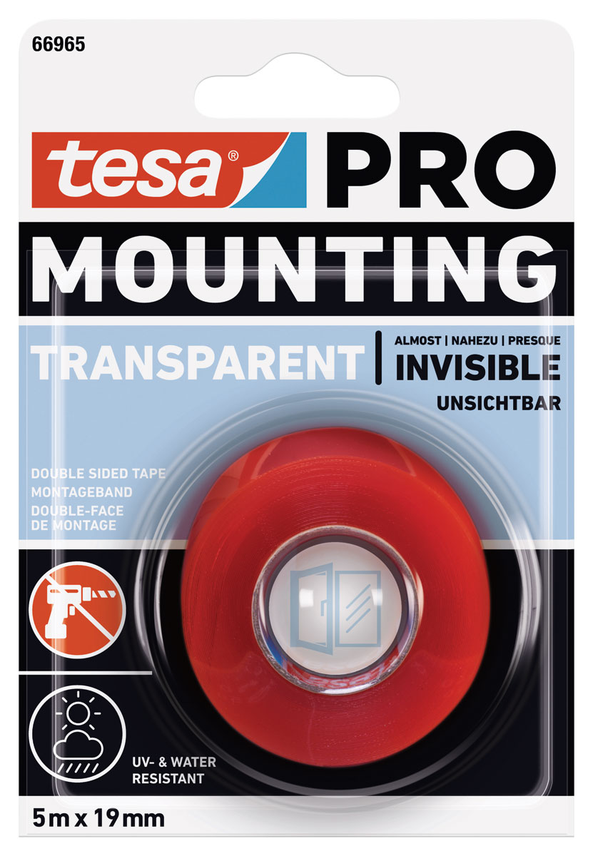 tesa® PRO Mounting transparent 5,00 m 19 mm