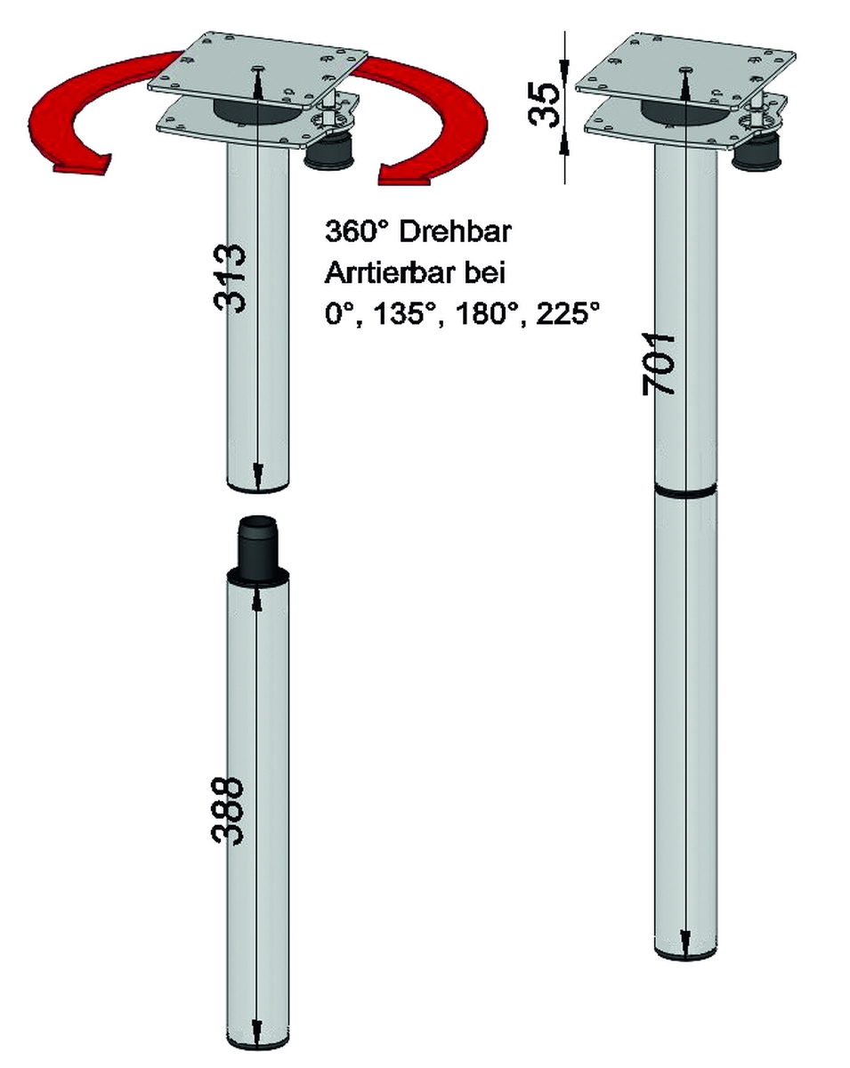 ilse Technik Ausdrehfuß 701 mm