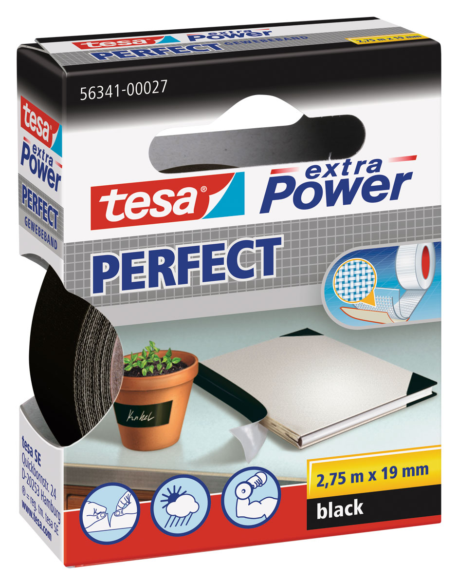 tesa® Extra Power® Perfect schwarz 2,75 m 19mm