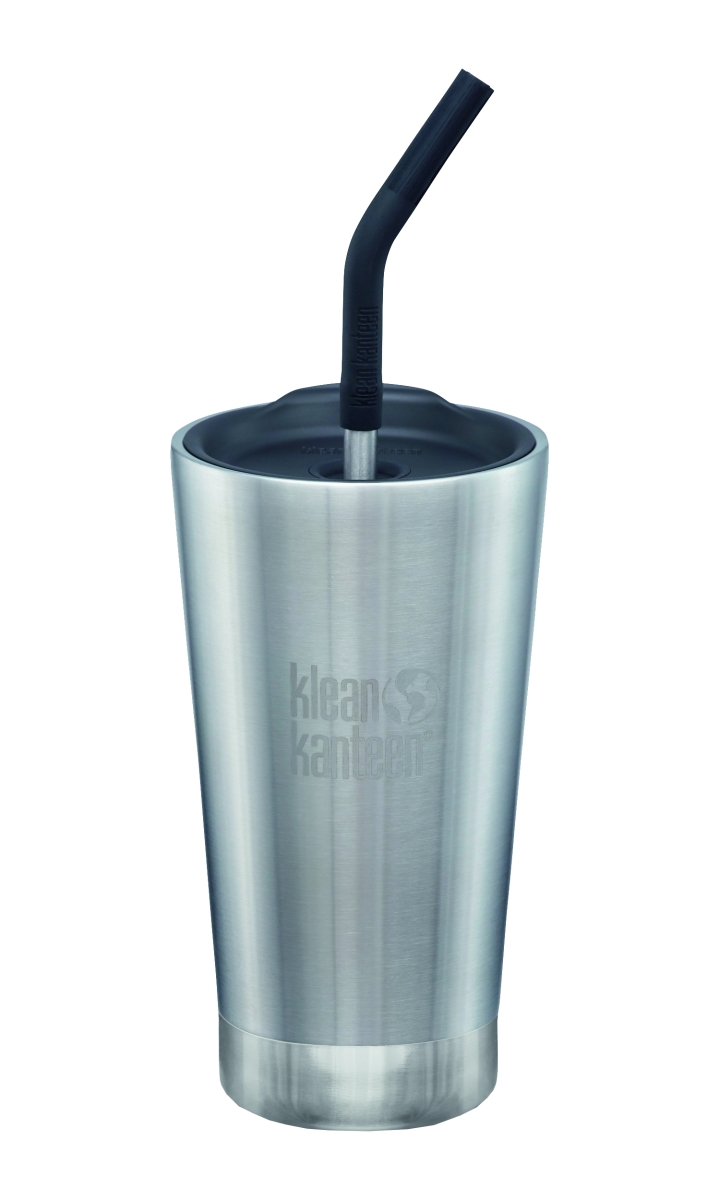 klean kanteen Becher mit Strohhalm silber 0,473 l