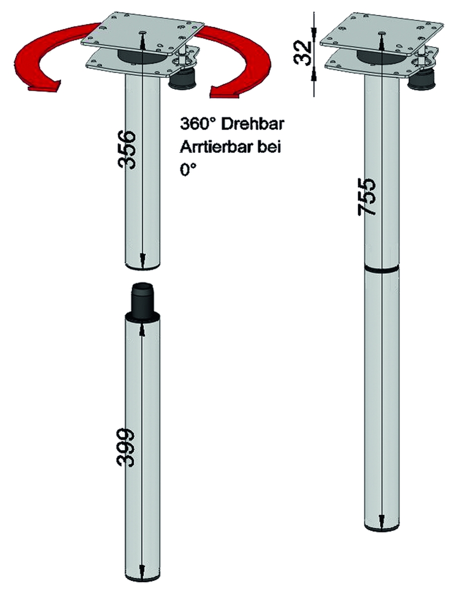 ilse Technik Ausdrehfuß 755 mm