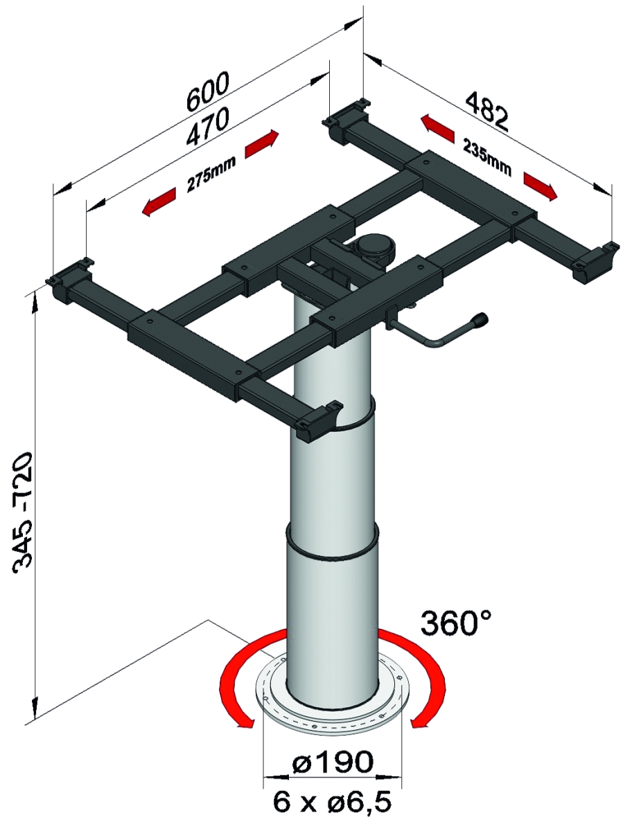 Liftgestell mit Verdrehung und Verschiebung Liftgestell mit Verdrehung und Verschiebung