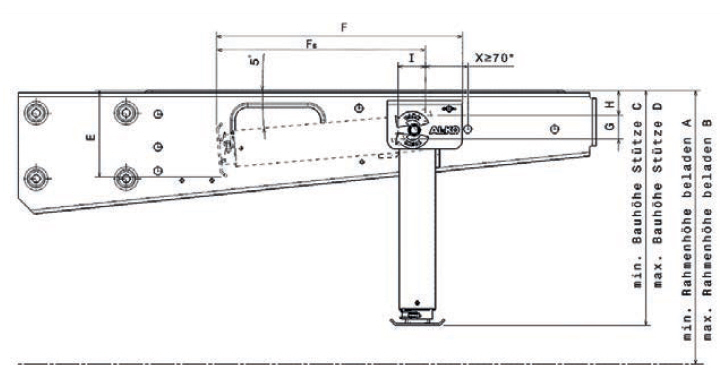 AL-KO ClickFix Hubstütze mechanisch 460-710 mm