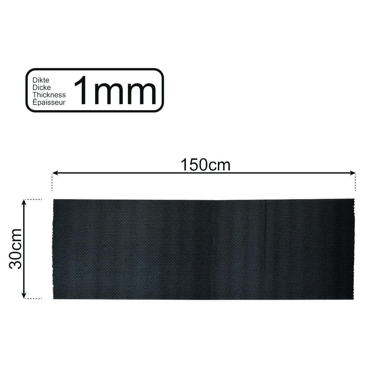 Anti-Rutschmatte schwarz 150x30 cm 1mm